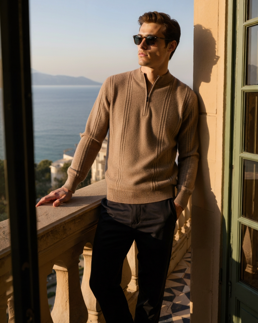 100% Cashmere Ribbed Half Zip
