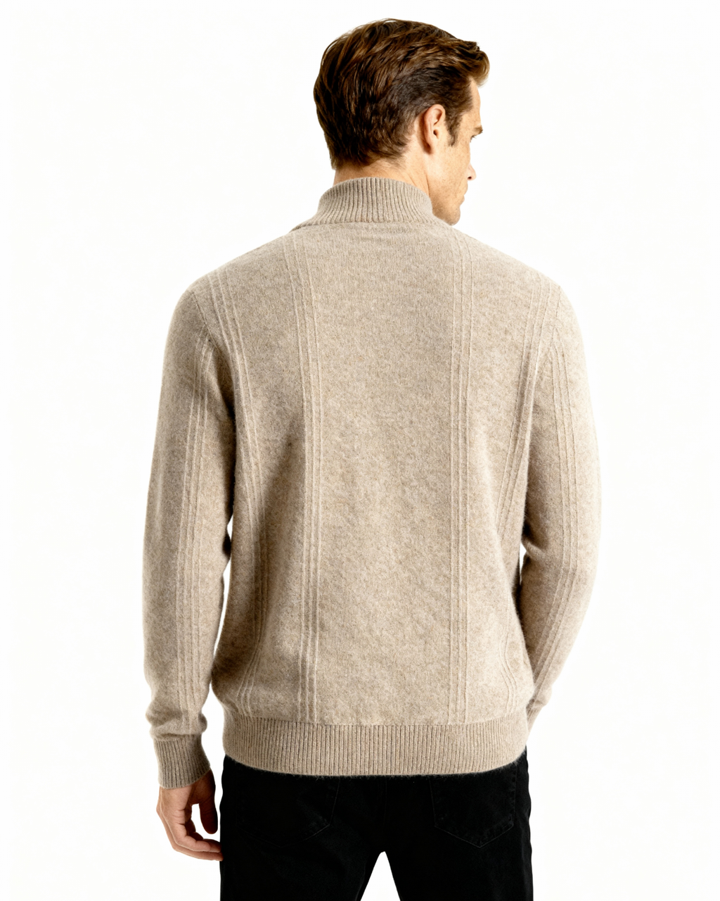 100% Cashmere Ribbed Half Zip